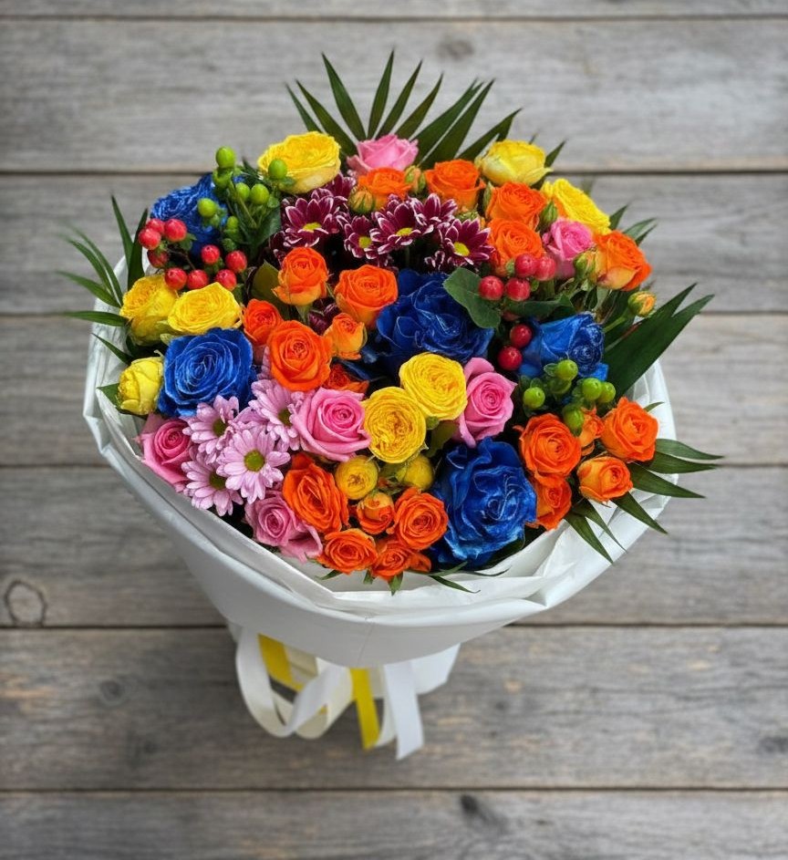 Букет цветов из: Розы и Хризантемы в Степном