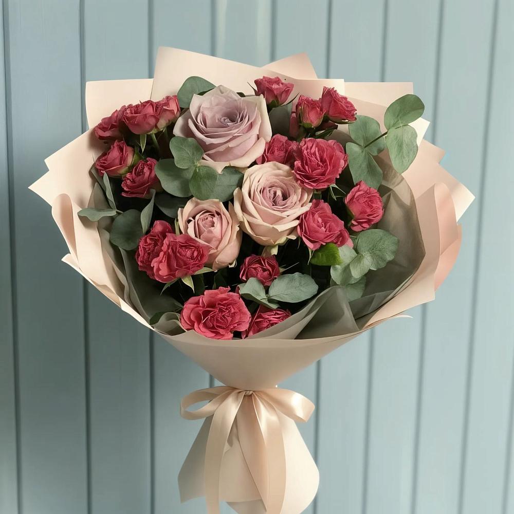 Букет цветов из: Гвоздики и Розы в Степном