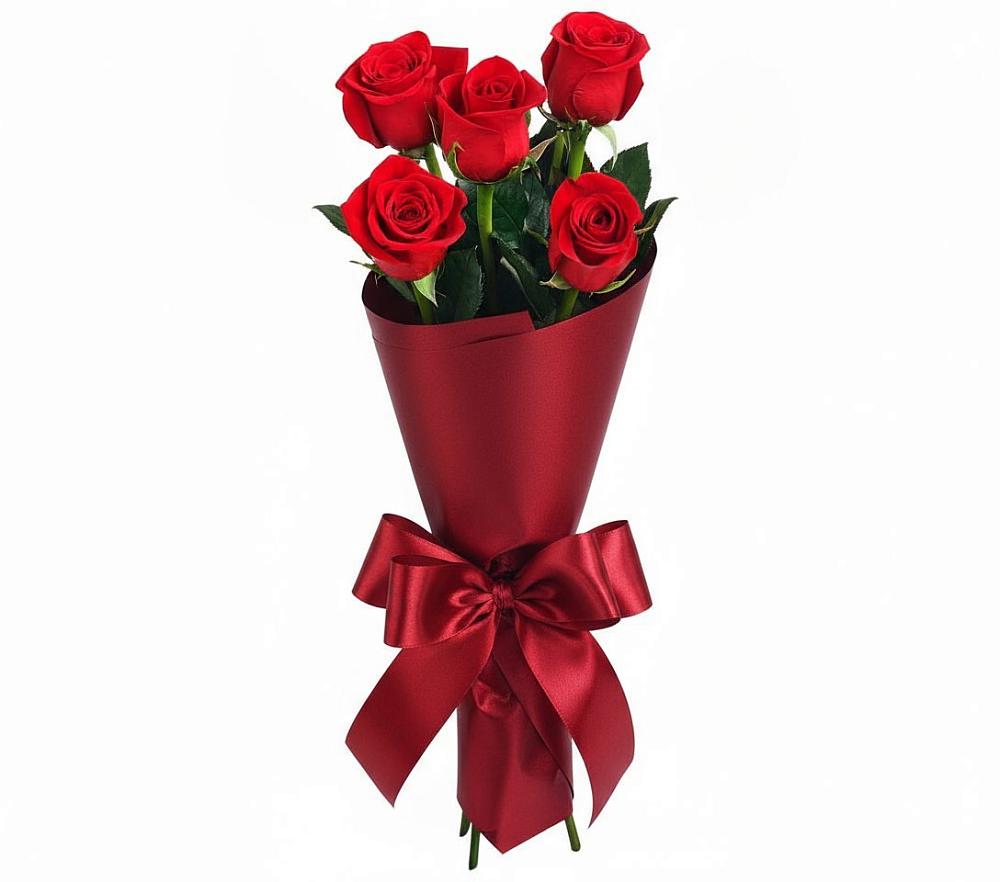 Букет 5 Красных роз Эдлесс Лав в Степном
