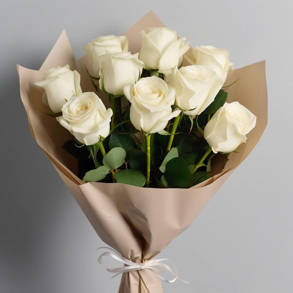 Букет 9 Белых роз Эдлесс Лав в Степном