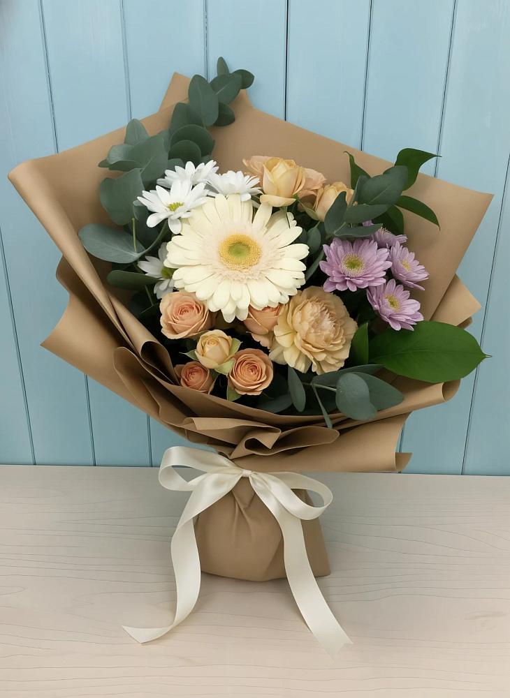 Букет цветов из: Герберы и Хризантемы в Степном