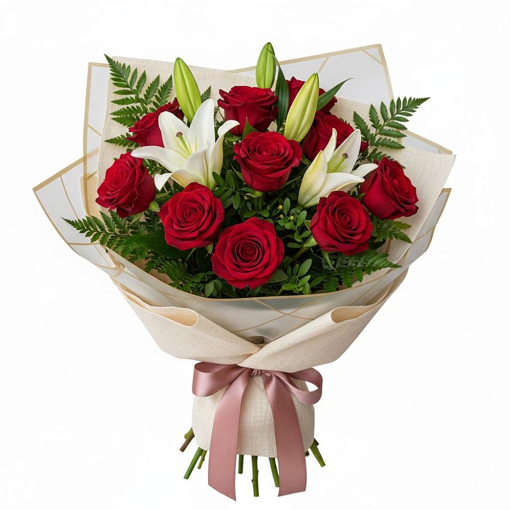 Букет цветов из: Лилии и Розы в Степном