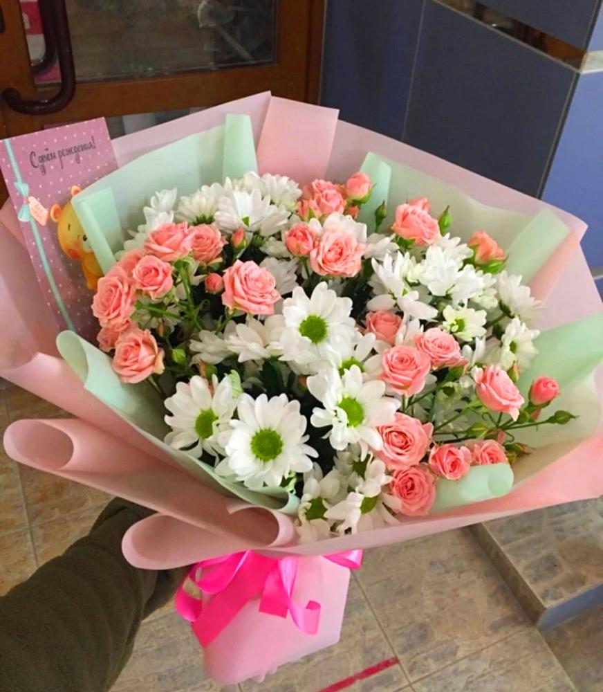 Букет цветов из: Розы и Хризантемы в Степном