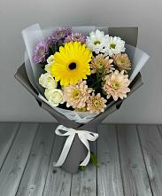 Букет цветов из:  Розы, Герберы и Хризантемы в Степном