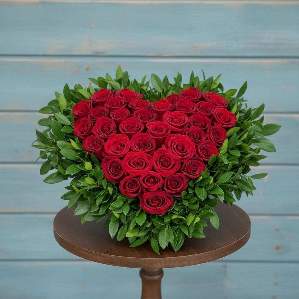 Цветочная композиция из Розы в виде сердца в Степном