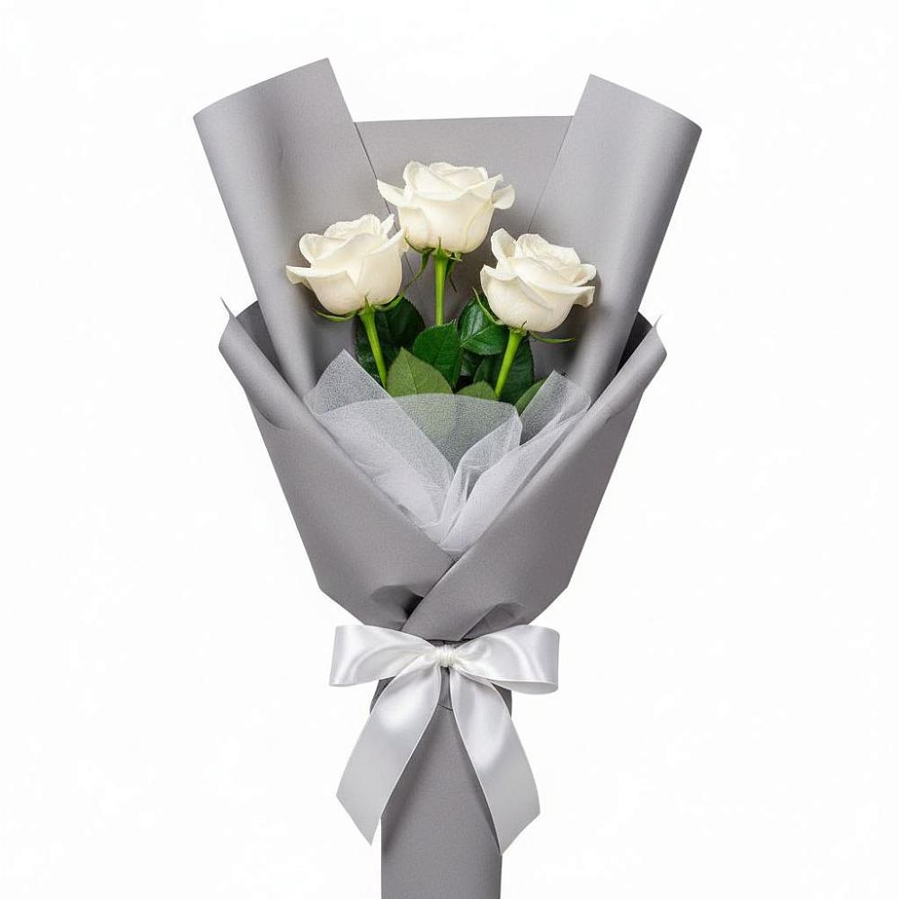 Букет 3 белые розы в Степном