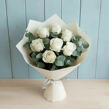 Букет Белые розы в Эвкалипте #REPLACE_PRED# Степном